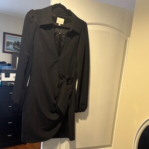 cinq a sept Black Long-Sleeve Wrap Dress